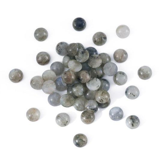 Fashewelry 50Pcs Natural Labradorite Cabochon Stone Half Round Beads 6mm Tiny Flat Back Gemstone Chakra Healing Crystal Cover Cabs for Jewelry Making