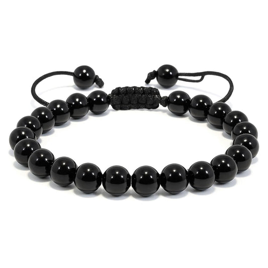 ANAYA AGATE Healing Crystal Bracelet – Chic Gemstone Bracelet for Men and Women – 8mm Round Bead Bracelets for Spiritual Healing, Protection, Positive Energy - Black Tourmaline