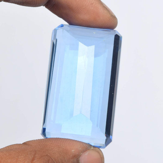 GEMHUB Gemstone For Necklace Blue Topaz Approx 90-100 Ct Emerald Cut Blue Topaz Jewelry Making Loose Gemstone Jewelry For Women