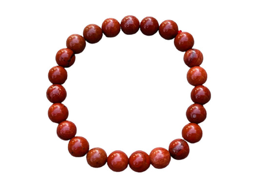 GAF TREASURES Red Jasper Crystal Bead Bracelet 8mm, Genuine Red Jasper Stretch Gemstone Bracelet, Healing Crystal Bracelet, Gift for Men & Women (1)