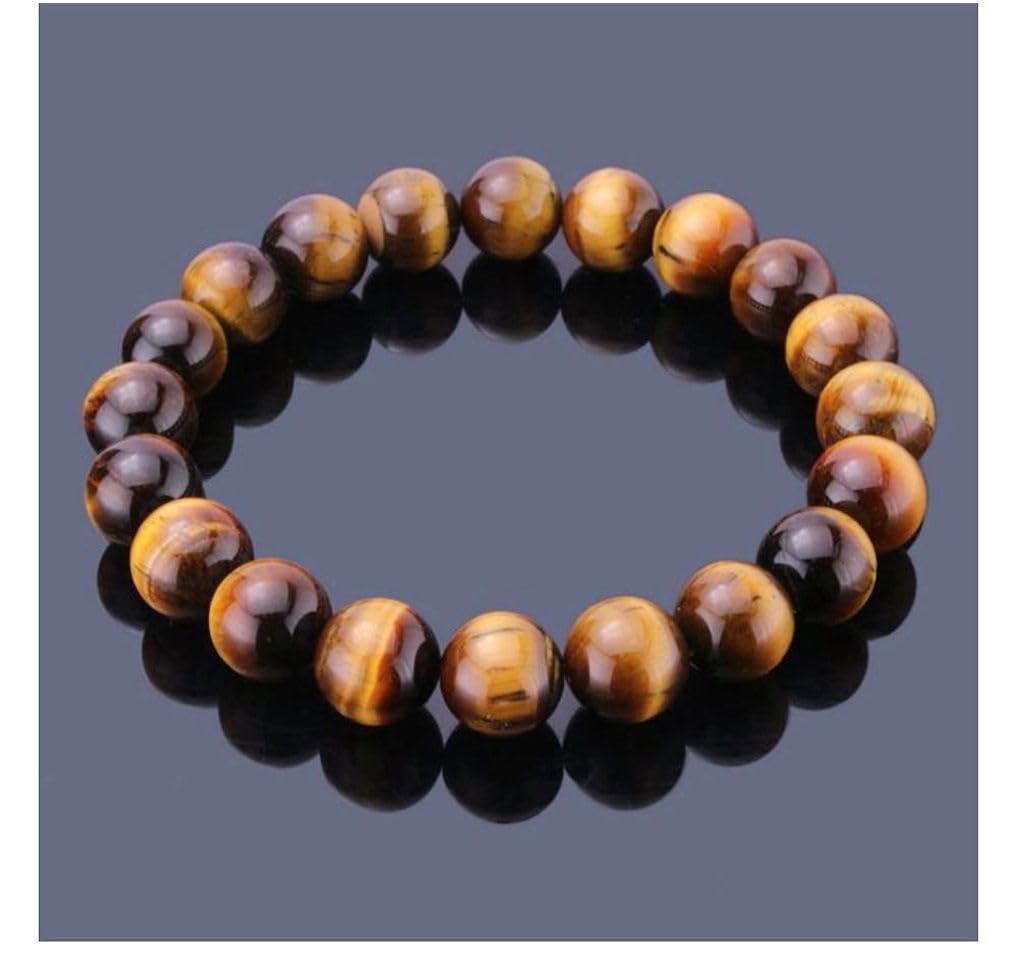 Adabele Real Natural Golden Yellow Tiger's Eye Gemstone Beaded Bracelet 7 inch Stretch Chakra Healing Crystal Stone Jewelry Energy Quartz Rock GB8-26