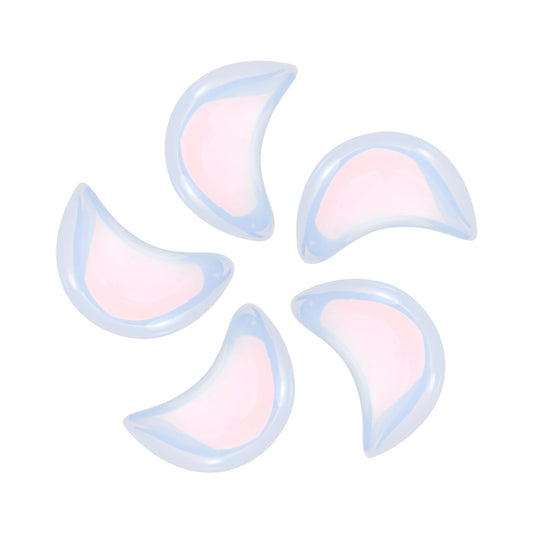 MECCANIXITY 5 Pcs Moon Crystal Worry Stone, 0.5 Inch Length Natural Opalite Moon Gemstone Bulk, Carved Pocket Stones for Meditation Balancing Pendant Decor