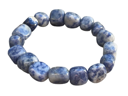 GAF TREASURES Sodalite Crystal Nugget Bracelet, Genuine Sodalite Tumbled Gemstone Bracelet, Healing Crystal Bracelet, Gift for Men & Women (1)