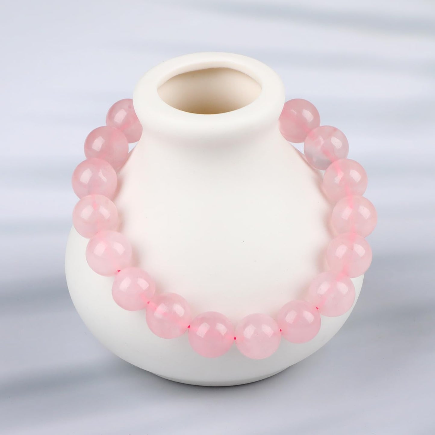 LPBeads Handmade Natural Gemstone Stretch Elastic 10mm Rose Quartz Bracelet Healing Crystal Round Stone Beads Jewelry Gifts for Women Men