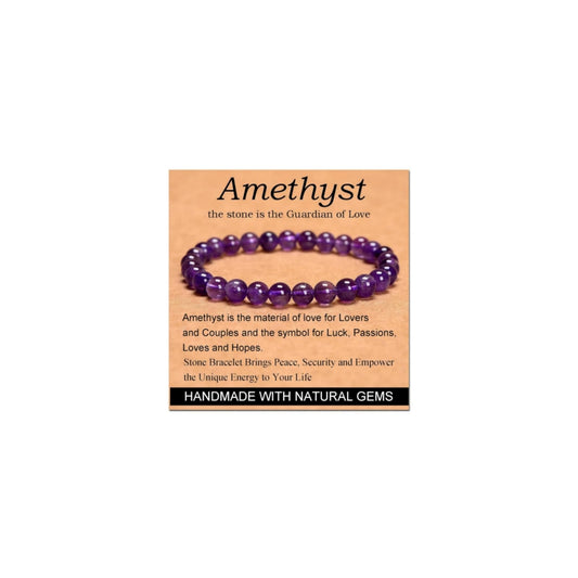 CHELYQST Amethyst Bracelet - Stone of Guardian of Love,Stretch Natural Stone Crystal Beads Jewelry Gifts for Women Men Unisex Adult,6mm