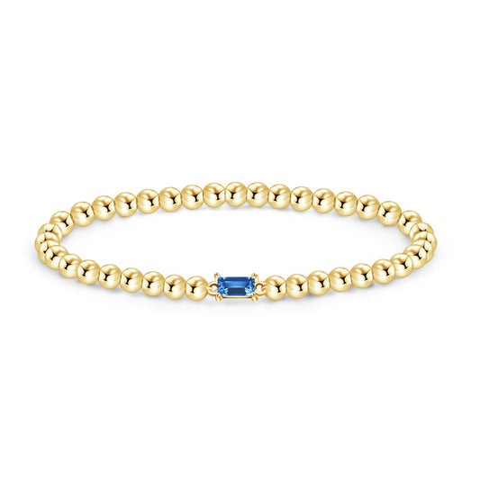 Free bird E newton Bracelets for Women Sapphire Bracelet 14K Gold Plated Handmade Dainty Blue Sapphire Birthstone Beaded Bracelet for Women