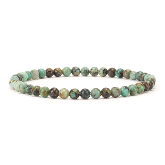Cherry Tree Collection - Small, Medium, Large Sizes - Gemstone Beaded Bracelets For Women and Men - 4mm Round Beads (African Turquoise, Medium)