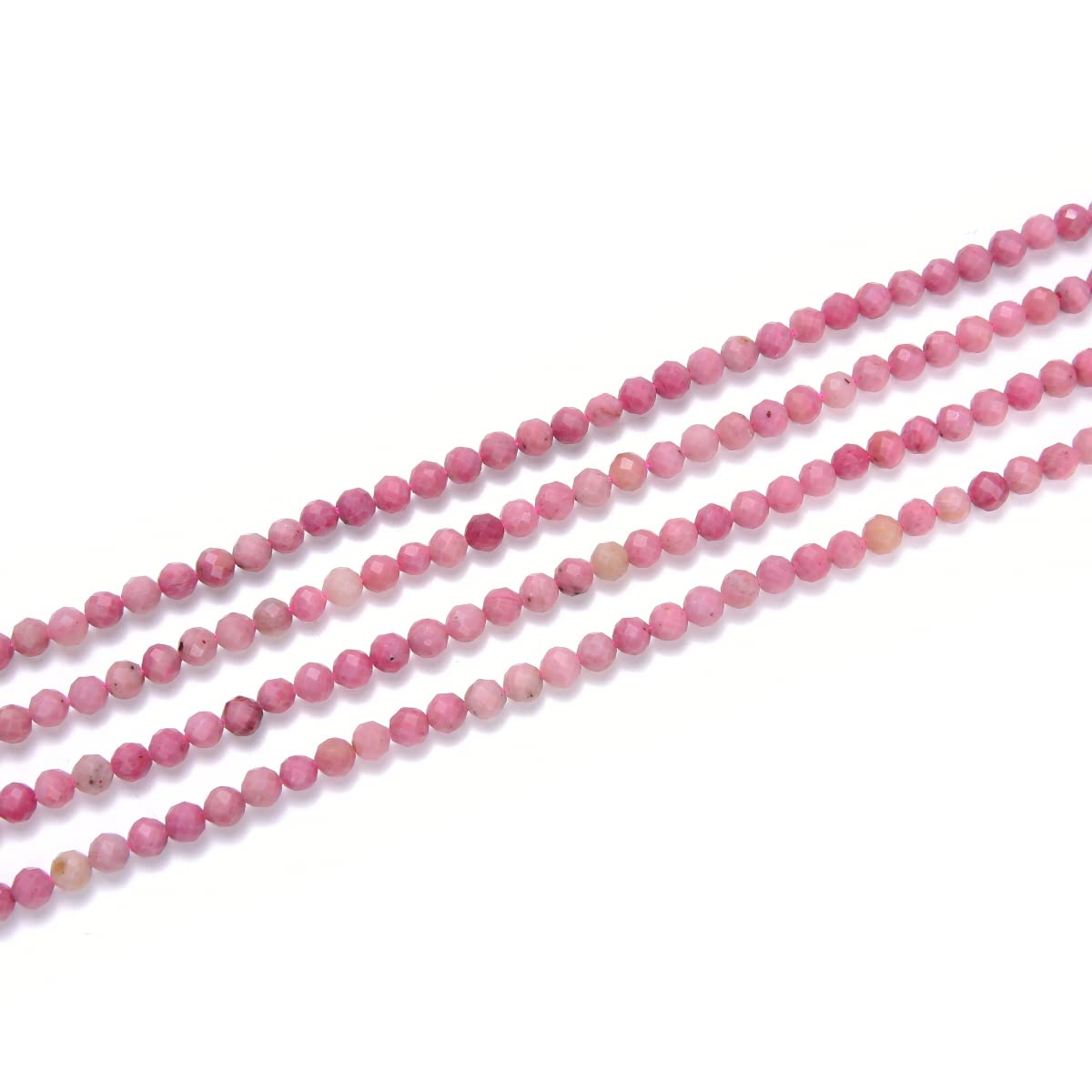 Adabele 15 Inch Natural Pink Rhodochrosite Healing Gemstone 3mm (0.12 Inch) Tiny Small Faceted Round Loose Beads Stone Spacer (120-130pcs) for Craft Jewelry Making GK3-13