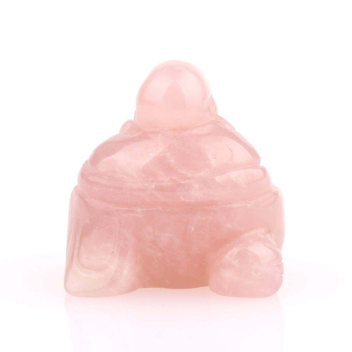 YWG Rose Quartz Healing Crystal Gemstone Carved Laughing Happy Buddha Feng Shui Figurines Wealth and Good Luck 1.5"