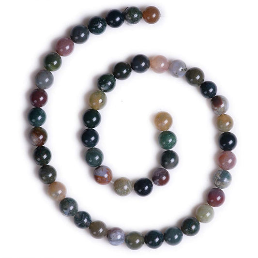 PLTbeads Natural Gemstone Loose Beads Smooth Round Approxi 15 inch DIY Bracelet Necklace for Jewelry Making (8mm, Indian Agate)