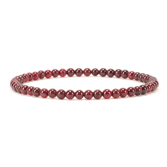 Cherry Tree Collection - Small, Medium, Large Sizes - Gemstone Beaded Bracelets For Women and Men - 4mm Round Beads (Red Garnet, Medium)