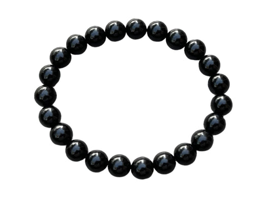 GAF TREASURES Jet Crystal Bead Bracelet 8mm, Genuine Jet Stretch Gemstone Bracelet, Healing Crystal Bracelet, Gift for Men & Women (1)
