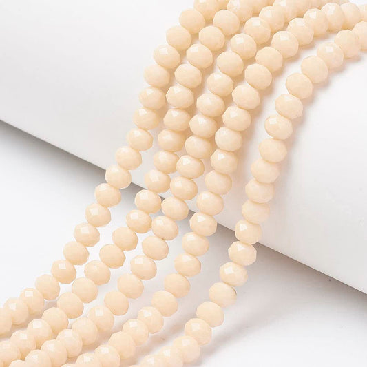 Elecrelive 600Pcs Antique White Glass Crystal Beads 8mm Faceted Rondelle Beads Briolette Tiny Loose Crystal for Bracelets Earring Jewelry Making