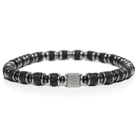Lava Stone Bracelet – Handmade Volcanic Rock Beads – Premium Natural Stone Jewelry – Black Elastic Beaded Bracelet (Lavas)