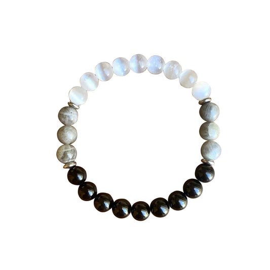 FYXOTI Natural Stone Wealth Money Bracelet Beaded Protection Bracelet for Women Adjustable Lucky Feng Shui Black Obsidian Handmade Jewelry Gift