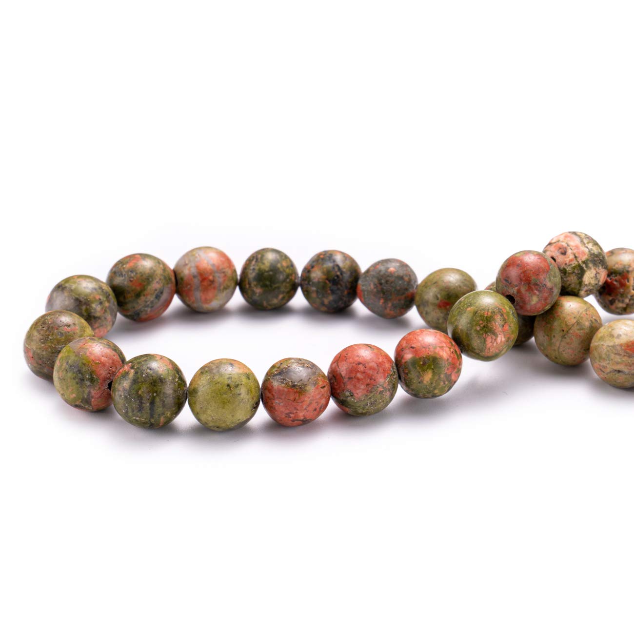 BEADIA Natural Unakite Stone Round Loose Semi Gemstone Beads for Jewelry Making 6MM 61PCS