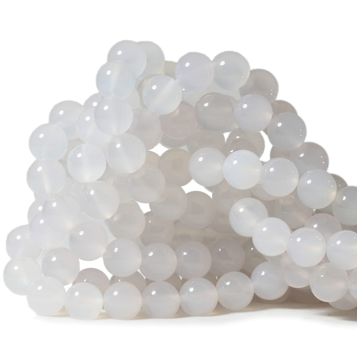 CHEAVIAN 35PCS 10mm Natural White Agate Gemstone Round Loose Beads for Jewelry Making 1 Strand 15"