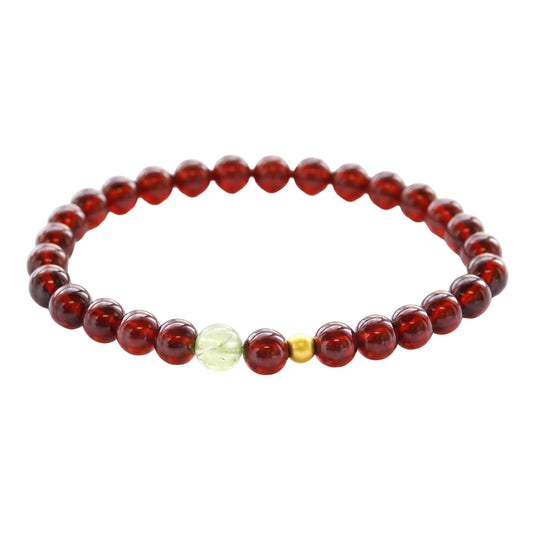 CNYTPE Garnet Bracelet for Women – Red Garnet Jewelry, Healing Crystal Bracelet, Handmade Gemstone Jewelry, Symbol of Love, Happiness & Harmony (Garnet + Prehnite Bracelet)