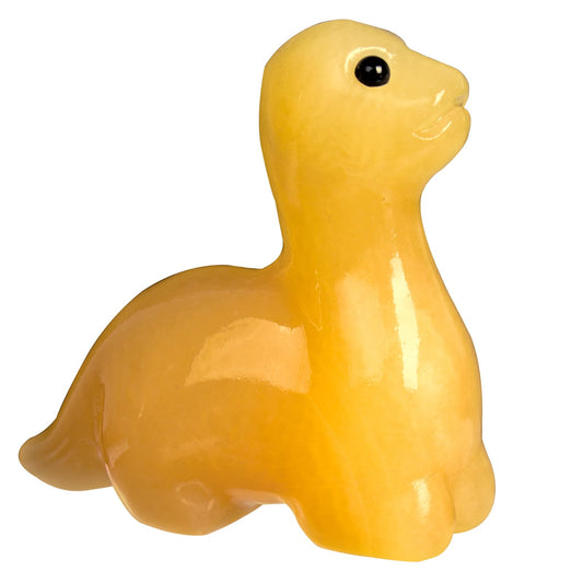 Hguxmcu Hand Carved Yellow Jade Dinosaur Figurine 2 Inch Healing Crystal Statue Realistic Gemstone Animal Sculpture Reiki Energy Decor Lucky Gift for Meditation Collectors