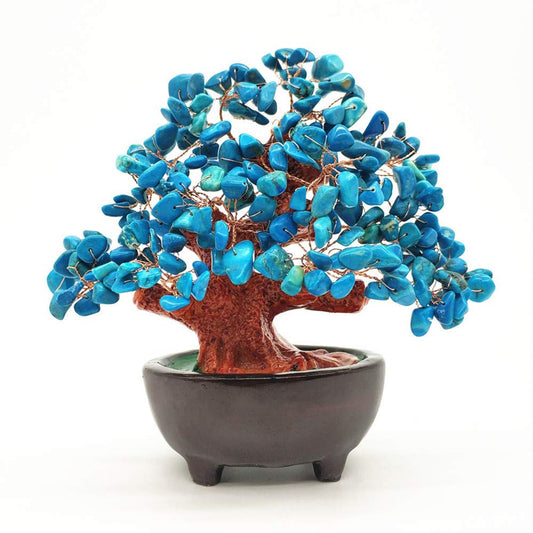 Colorsheng 7 Inch Quartz Crystal Money Tree Bonsai Feng Shui Gem Decoration for Wealth and Luck (Blue)
