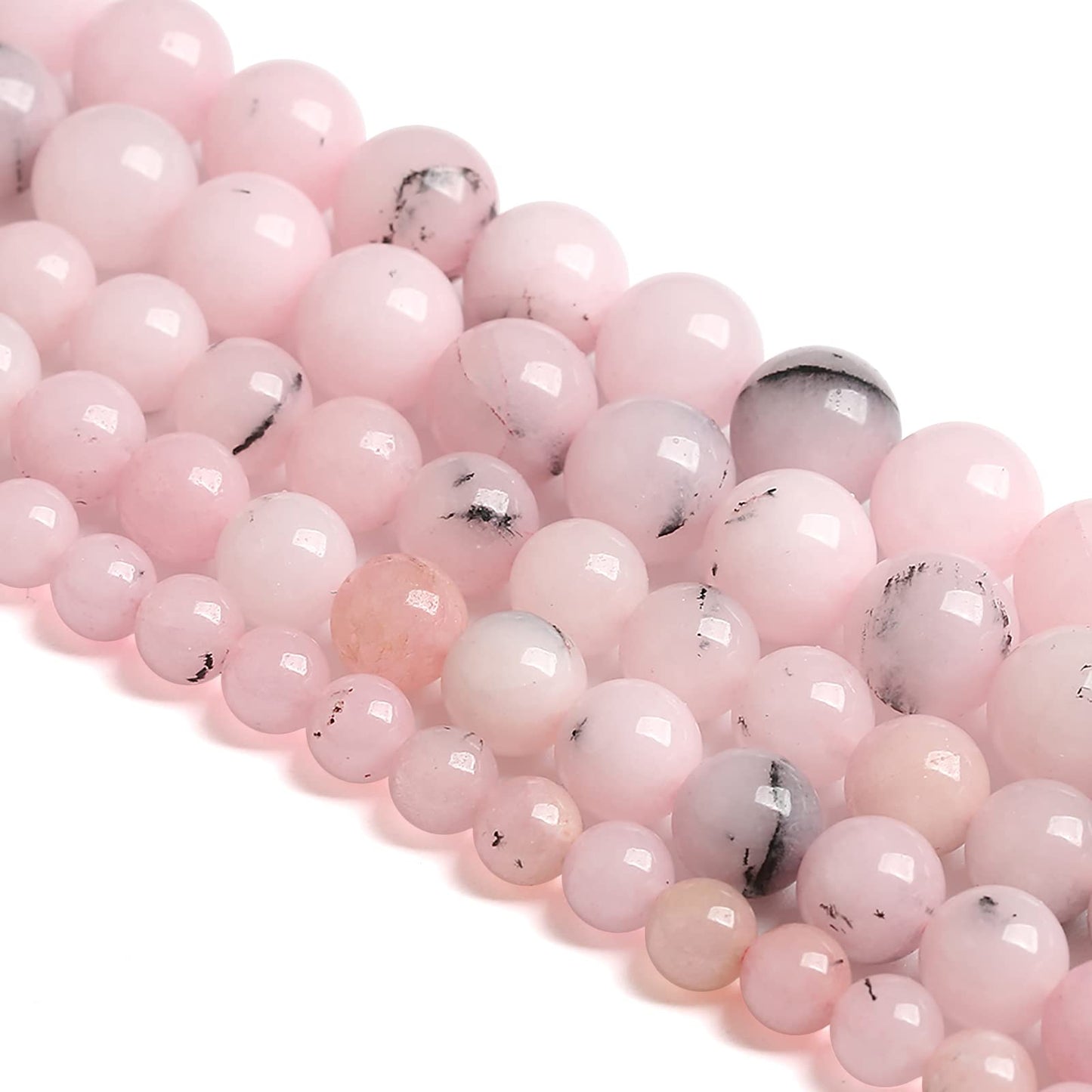 8MM 45PCS Natural Stone Pink Opal Jade Chalcedony Beads for Jewelry Making DIY Bracelet 1 Strand
