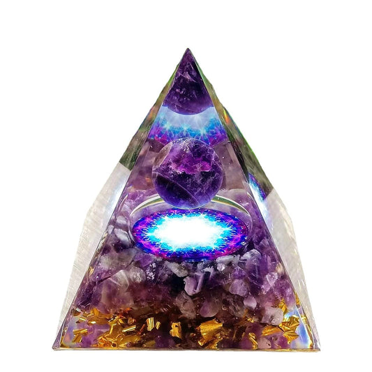 ycyingcheng Moonstone Crystal Orgone Pyramid Ogan Crystal Energy Tower, Nature Reiki Chakra Crushed Stone Jewelry, Crystal Pyramid for Home Decor (Crystal Pyramid-20)