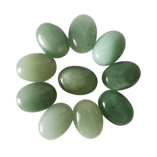 Loveliome 18x13mm Oval Cabochons Flatback Crystal Stone Gemstones Beads for Jewelry Making DIY Pack of 10, Green Aventurine
