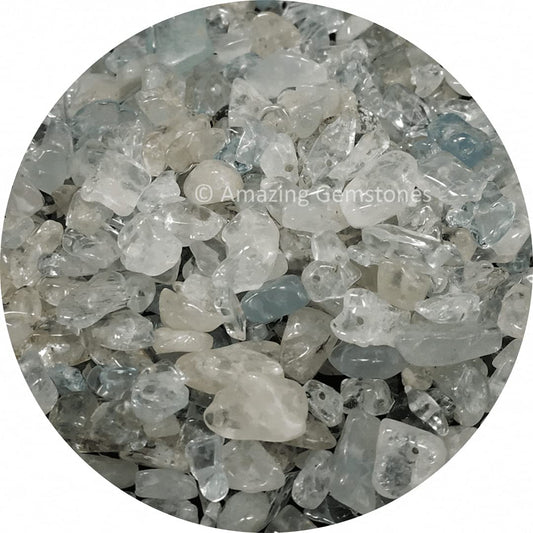 Crushed Aquamarine Pre Drilled Crystal Chips Beads for Bracelets Making, DIY Handmade Natural Healing Crystals (25 Inch Strand)