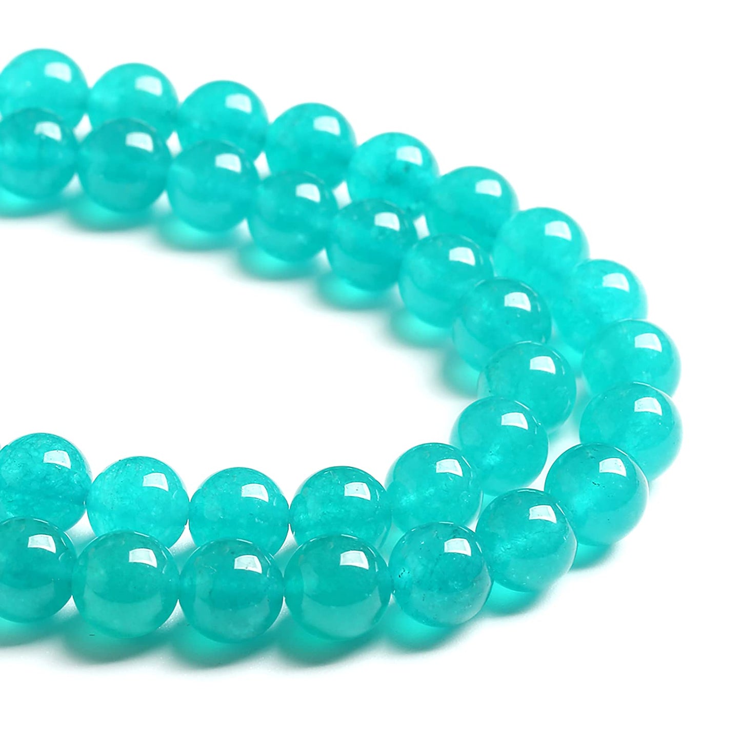 8MM 45PCS Natural Blue Amazonite Chalcedony Stone Crystal Loose Beads for Jewelry Making DIY Bracelet Necklace