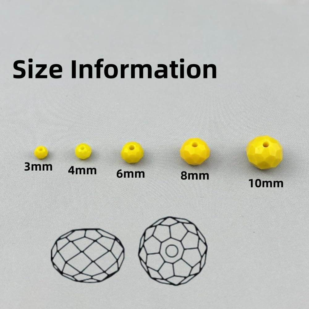 Pinhoollgo 200pcs 6mm Crystal Glass Beads Faceted Rondelle Glass Spacer Beads for Bracelets Necklace Pendants Earrings Key Chains Jewelry Making(Lemon Yellow Porcelain)