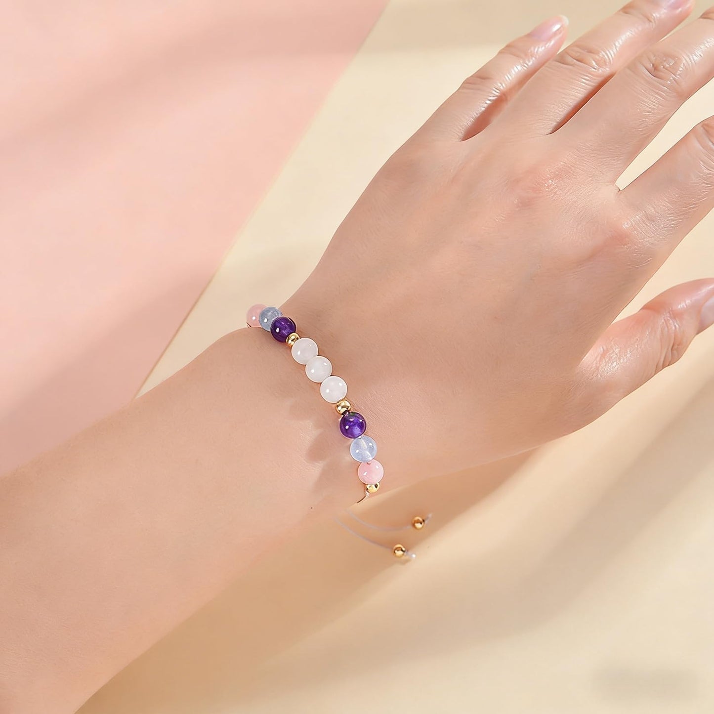 KOFISNI Moonstone Healing Bracelet for Women Negative Energy Hope Bracelet for Women Blocker Black Obsidian Bracelets First Time Mom Gifts Mothers Day Friendship Gifts for Him Her (Good Vibes Only)