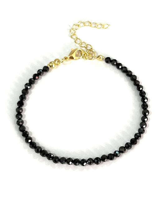 Natural Stone Bracelets for Women Gold Plated Energy Beaded Bracelet Enewton Unique Friendship Bracelets Gifts, Black
