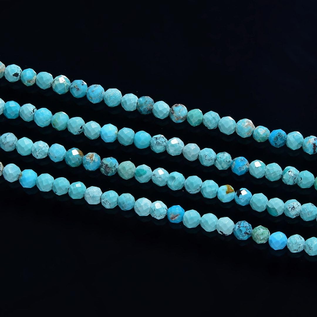 Adabele 30 Inch Natural Green Turquoise Healing Gemstone 3mm (0.12 Inch) Tiny Small Faceted Round Loose Beads Stone Spacer (210-230pcs Total) for Craft Jewelry Making GK3-15
