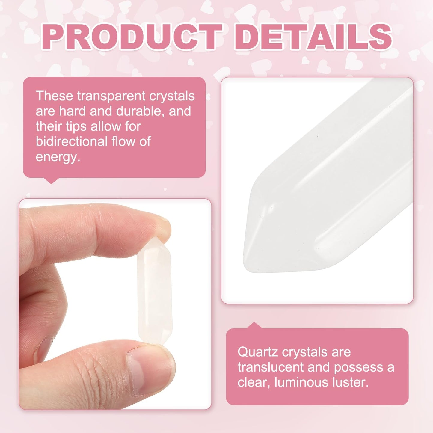 MECCANIXITY 10 Pack Clear White Quartz Crystals, Polished Crystals Bulk Hexagonal Shaped Meditation Gemstone for Jewelry Making Energy Balance Accessories Gifts