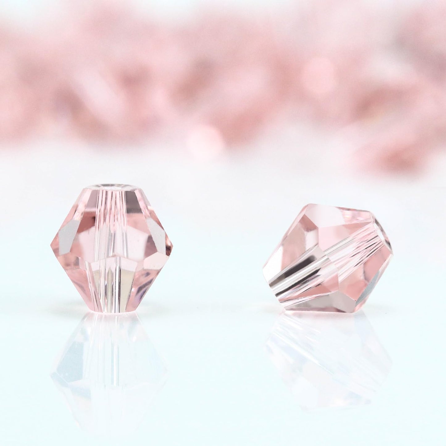 Dowarm 250PCS 6MM Pink Faceted Bicone Crystal Beads for Crafts, Jewelry Making, DIY Bracelet, Necklace, Dolls, Wine Charms, Wind Chimes, Suncatchers, Loose Spacer Glass Beads