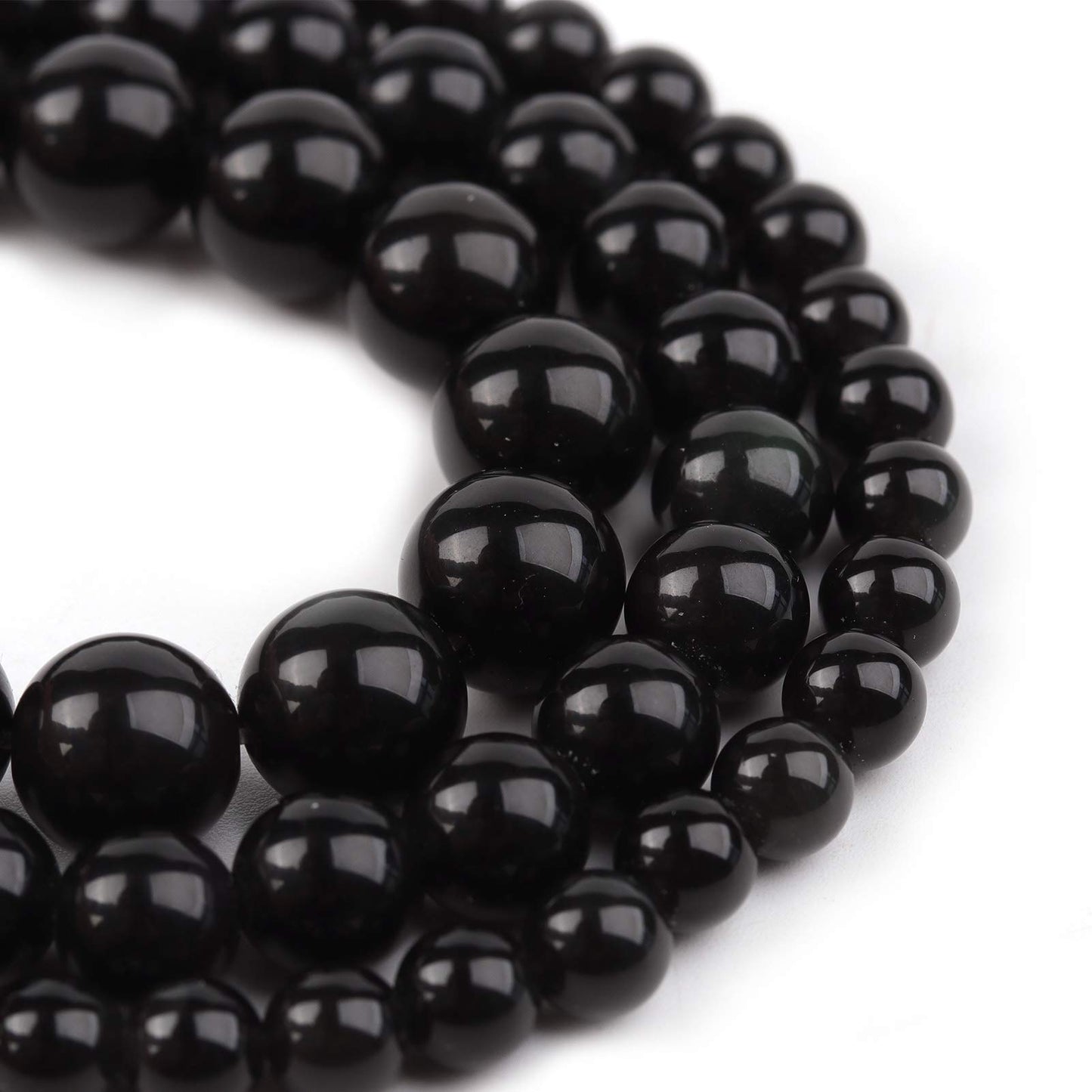 Filluck Natural Stone Beads 8mm Black Polished Round Smooth Agates Gemstone Beads for Jewelry Making 15 Inch(Black Onyx,8mm)