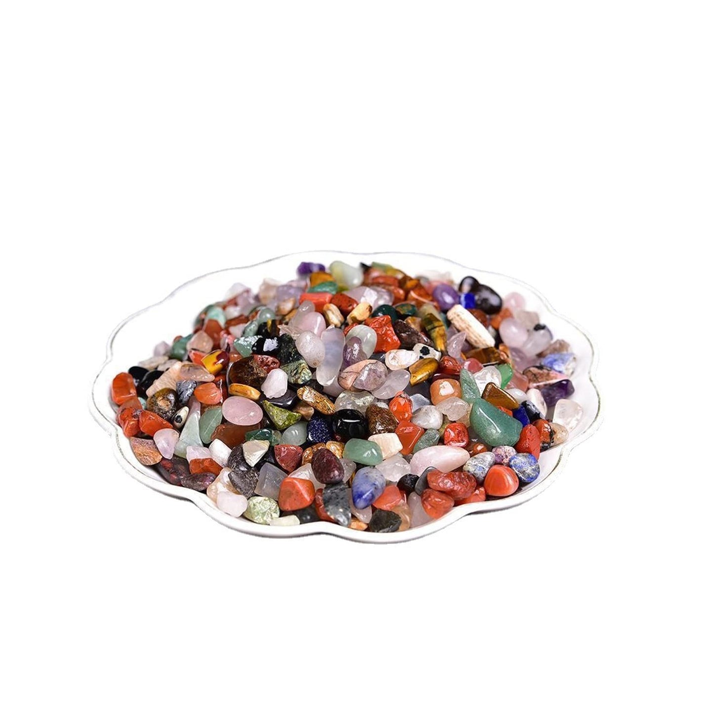 Natural Colorful Quartz Tumbled Chips Crushed Crystal Stone, 7-9mm Polished Healing Crystal Chips Healing Reiki Crystal Jewelry Making Home Decoration