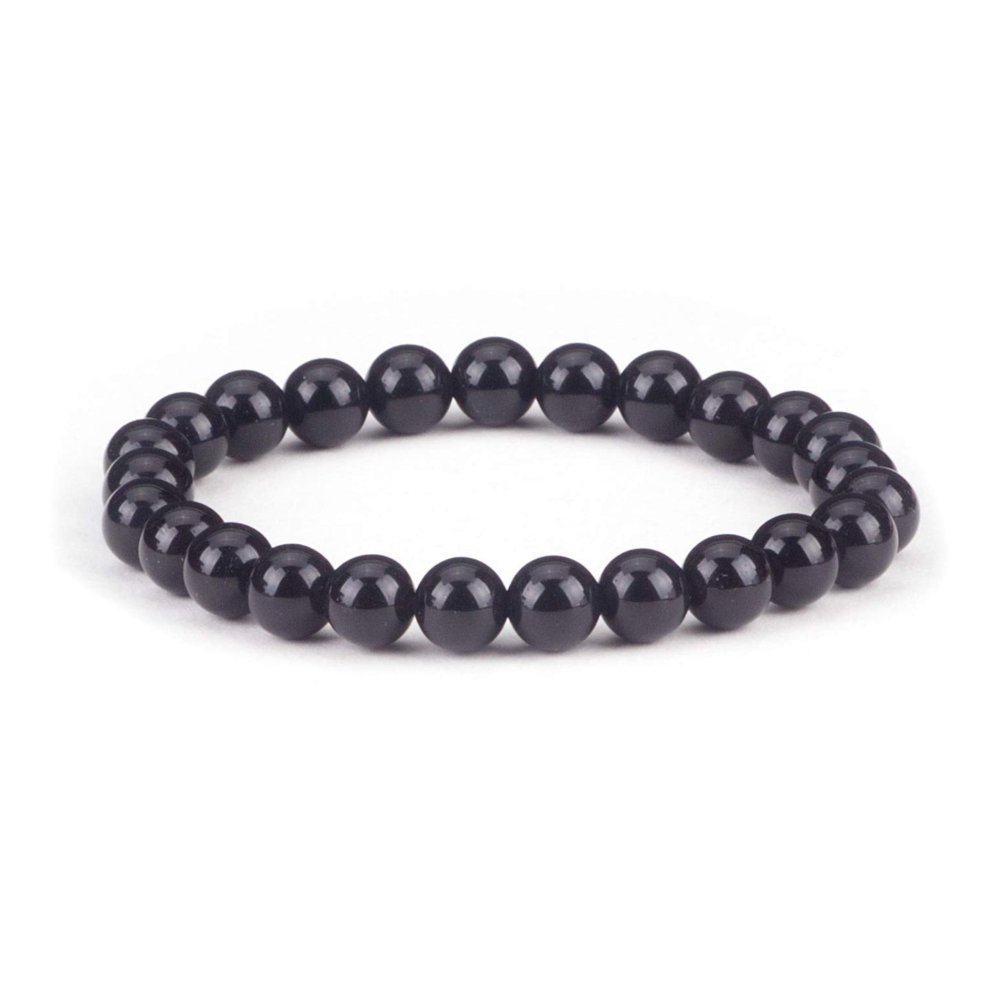 Cherry Tree Collection Black Obsidian Beaded Bracelet – Genuine 8mm Gemstone Stretch Bracelet for Men & Women – Handmade Crystal Bracelet - (Black Obsidian - S)