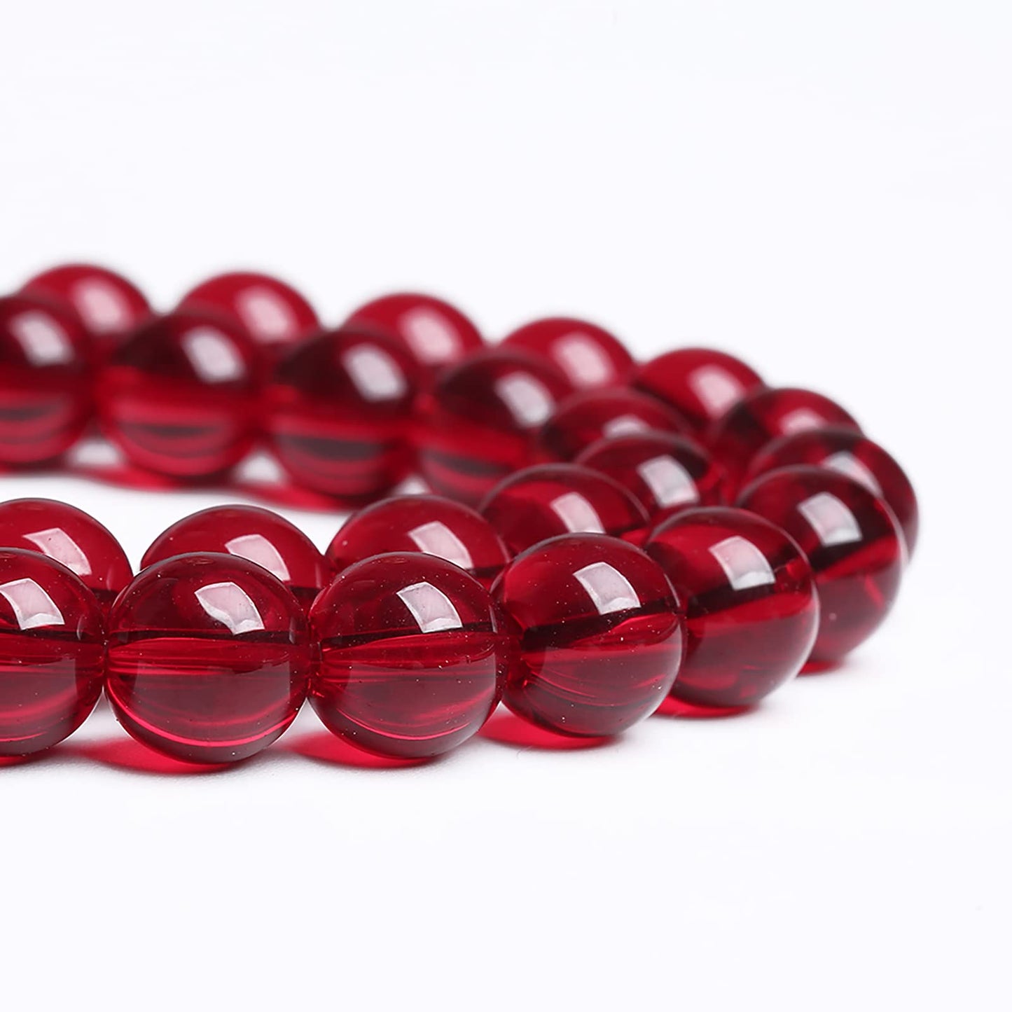 10MM 36PCS Garnet Red Glass Crystal Spacer Loose Beads for Jewelry Making DIY Bracelet 15 Inches 1 Strand