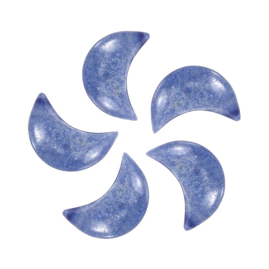 MECCANIXITY 5 Pcs Moon Crystal Worry Stone, 0.5 Inch Length Natural Emerald Blue Moon Gemstone Bulk, Carved Pocket Stones for Meditation Balancing Pendant Decor