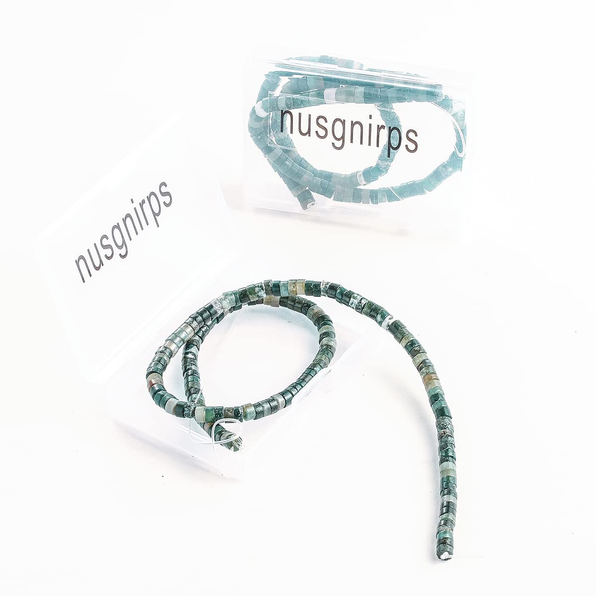 Natural Moss Agate Stone Spacer Beads 4x2mm 38cm/str Flat Round Loose Semi Gemstone Caps for Making Bracelets Necklace