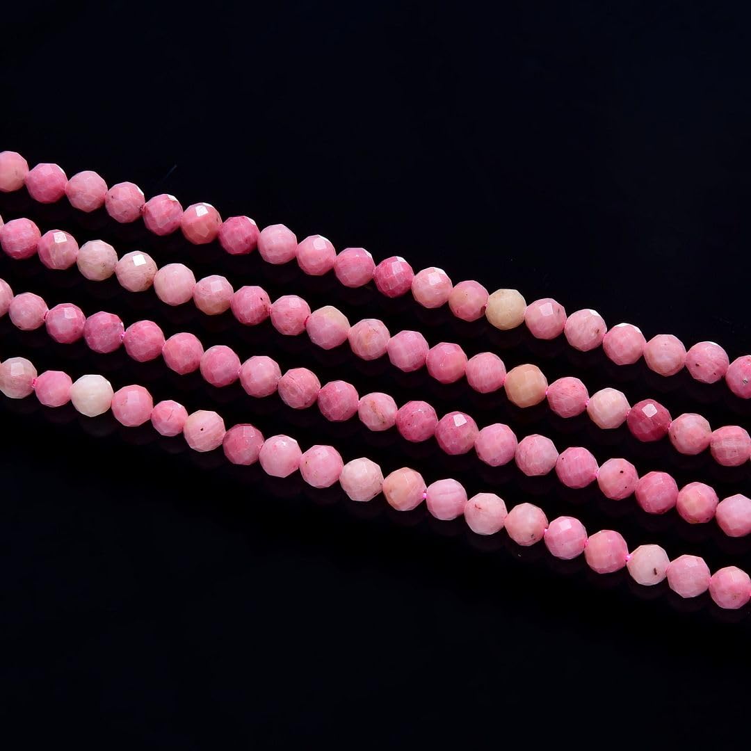 Adabele 15 Inch Natural Red Rhodochrosite Healing Gemstone 4mm (0.16 Inch) Tiny Small Faceted Round Loose Beads Stone Spacer (75-85pcs) for Craft Jewelry Making GK4-13