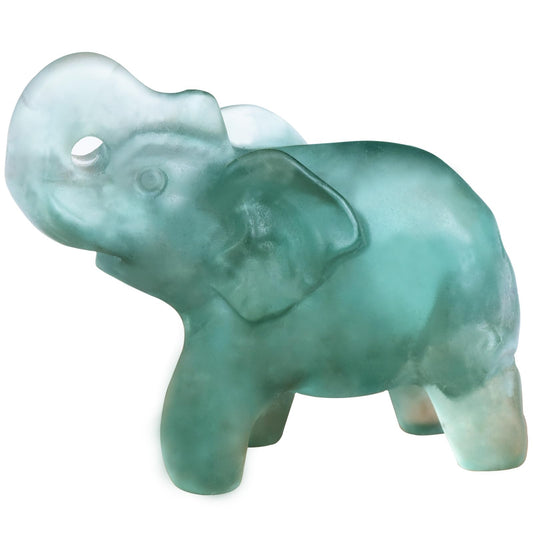 Ytbeoxk 1.8 Inch Fluorite Elephant Crystal Decor, Healing Crystal Cute Figurines,White Elephant Gemstones Decorations Statue, Lucky Reiki Stones in Home and Office Meditation Gift for Women and Men