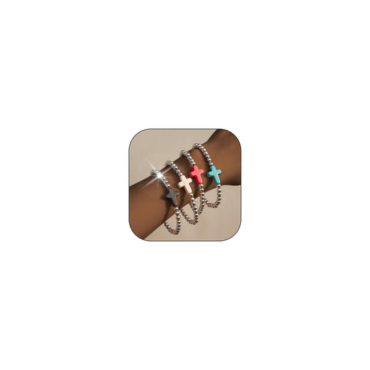 Harry and Henry Gold Beaded Bracelets for Women Non Tarnish Dainty Pearl Beaded Bracelet Cross Stack Stretch Bracelets for Women Trendy Gifts 2025 Easter Basket Stuffers