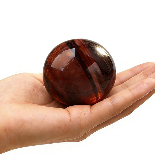 AierCrystal Natural Stone Crystal Sphere Feng Shui Home Decoration Ball Positive Energy Scrying Orb for Meditation Tool for Spiritual Space Purification Globe Diameter 5-6cm Red Tiger's Eye Sphere