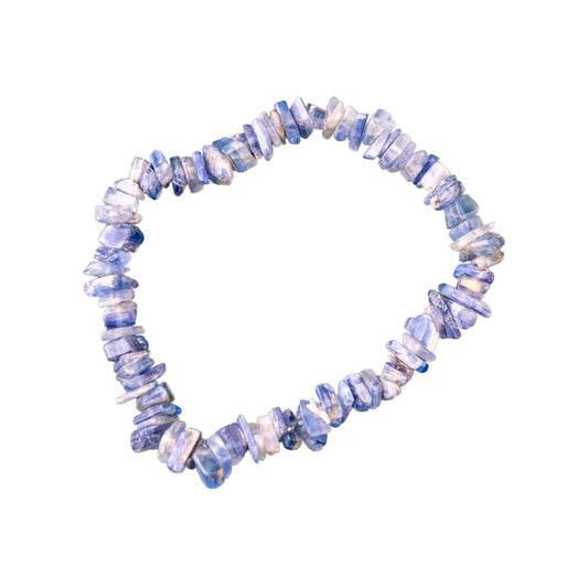 Down To Earth Blue Kyanite Natural Gemstone Bracelets, Chakra Crystal Healing Chip Stretch Bracelets, Stretch Bracelets for Women (Blue Kyanite)