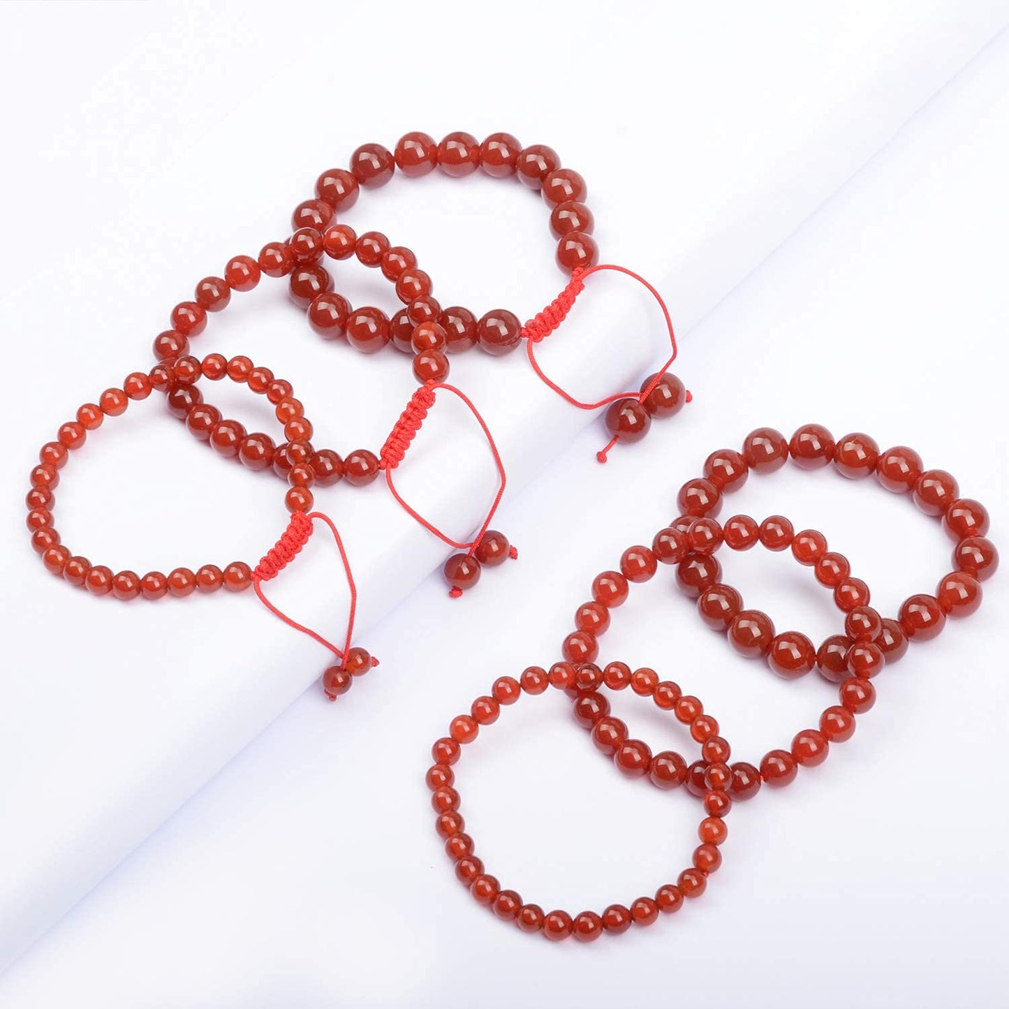 AD Beads Natural Gemstone Round Loose Beads 15" for Bracelet Necklace Earrings Jwelery Making Crafts DIY (8mm, Red Agate)