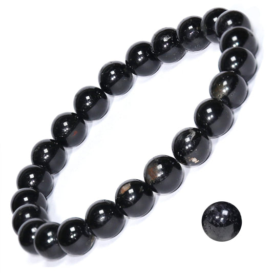 DAZCOLO 8mm Natural Gemstone Stretch Bracelet, Handmade Unisex Crystal Bracelets for Meditation, Yoga, Spiritual Healing & Positive Energy (Black Tourmaline)