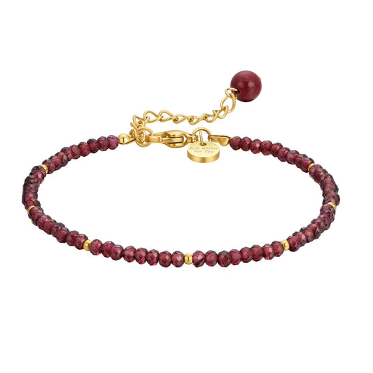 vissen Violet Garnet Cinnabar Beaded Bracelet for Women Gold Plated Adjustable Red Stone Bracelet Garnet Vintage Jewellery