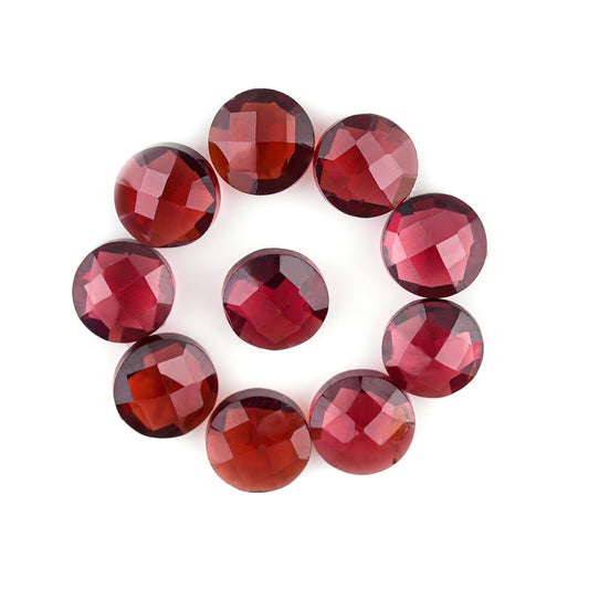 CRYSTALINES 10pcs, Natural Garnet Gemstone Crystals Cutstones, Bulk Brilliant-Cut Round Stone for Jewelry Making, DIY Crafting, Wholesale Loose Supplies, Gem Collection, Giftgiving, 6mm